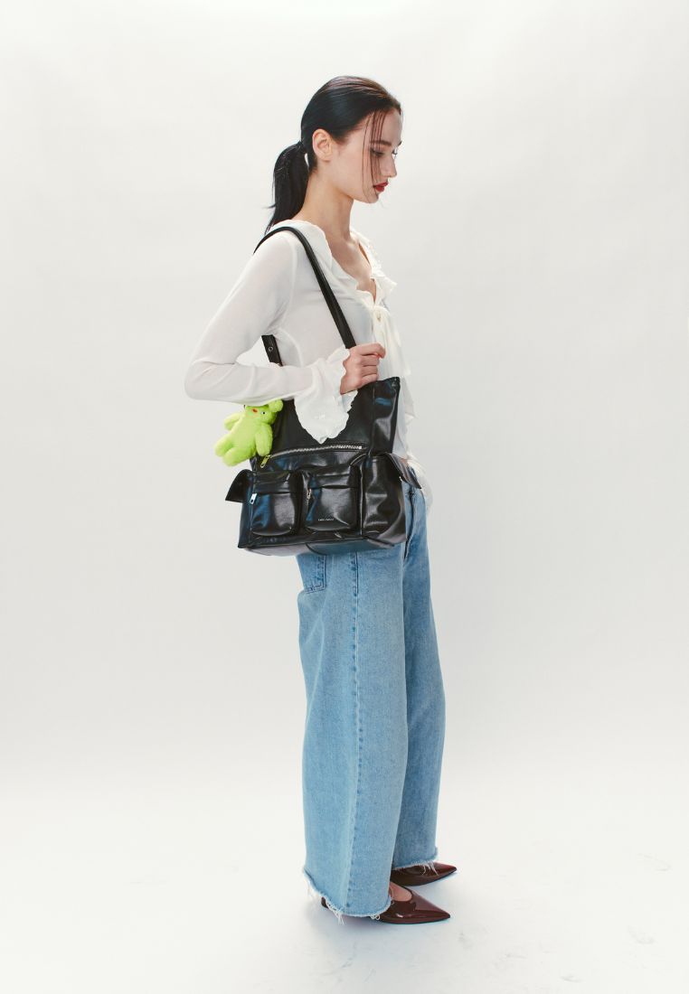 Pocket Shopper Bag M Goat Black