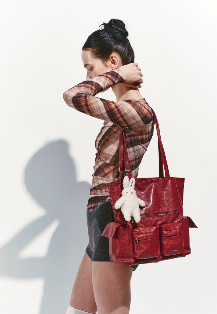 Pocket Shopper Bag M Goat Red