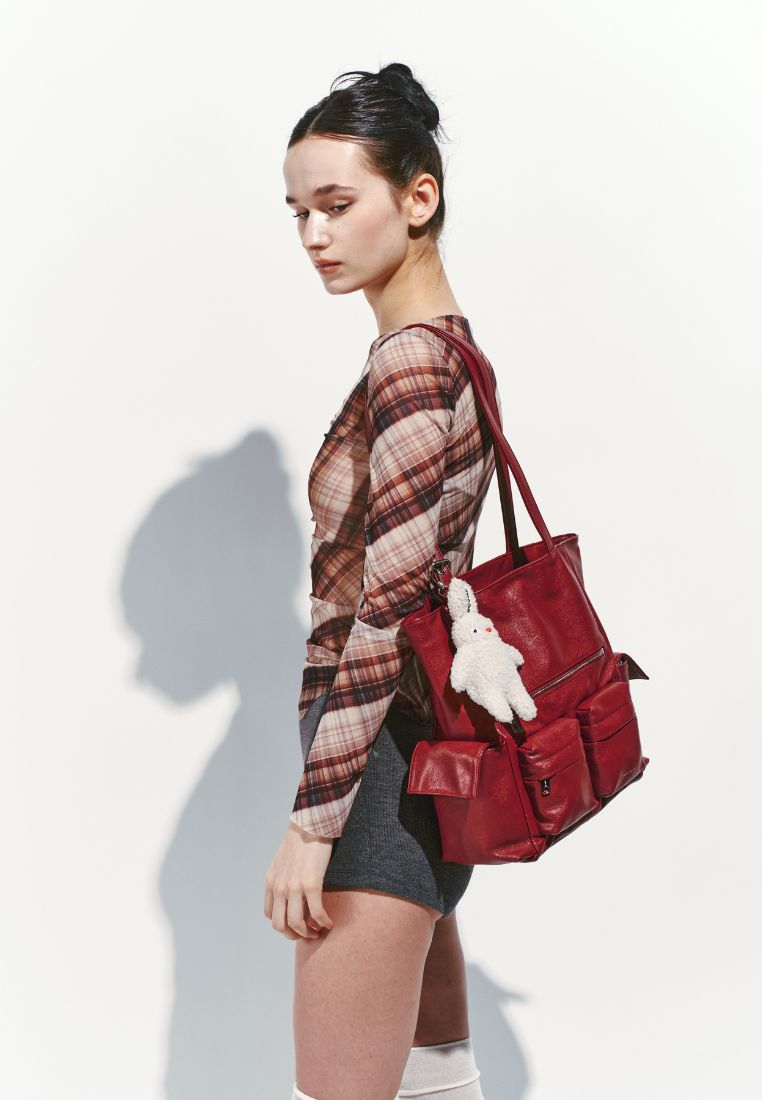 Pocket Shopper Bag M Goat Red