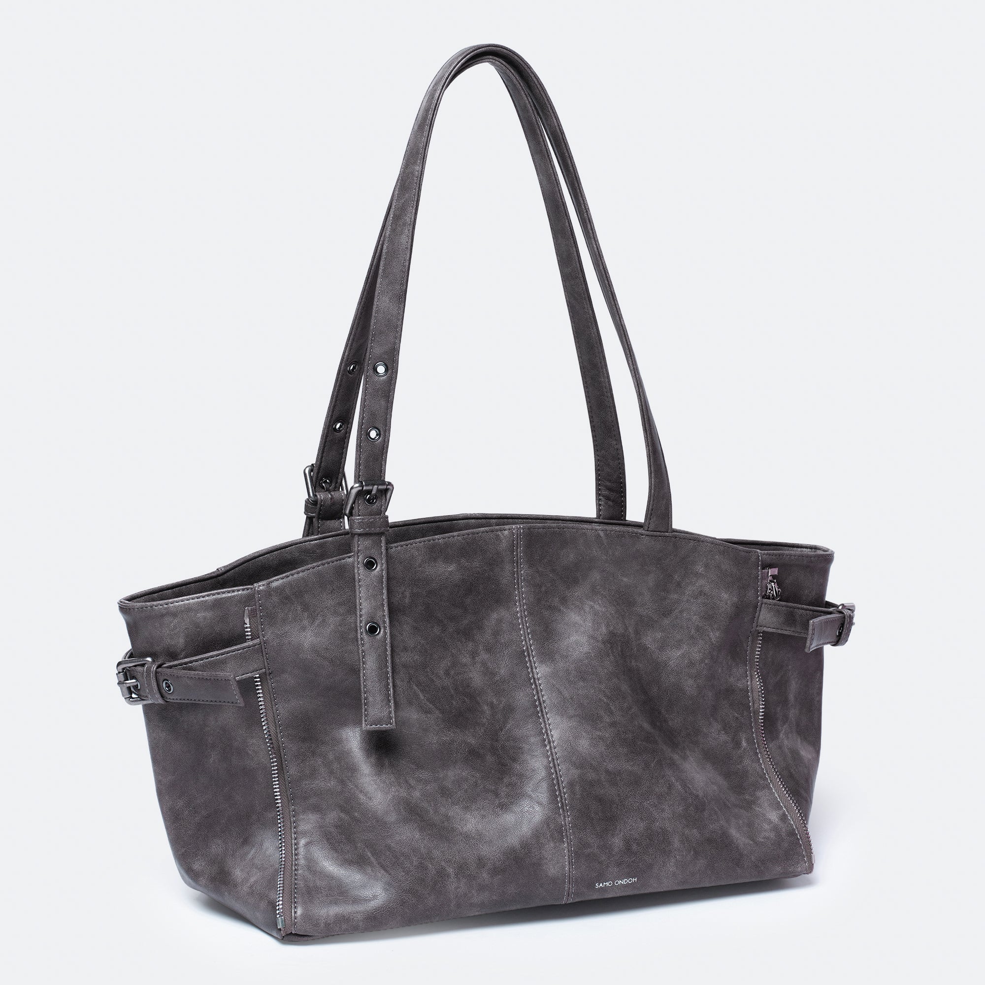 Zipper Shopper Bag M Baked Gray