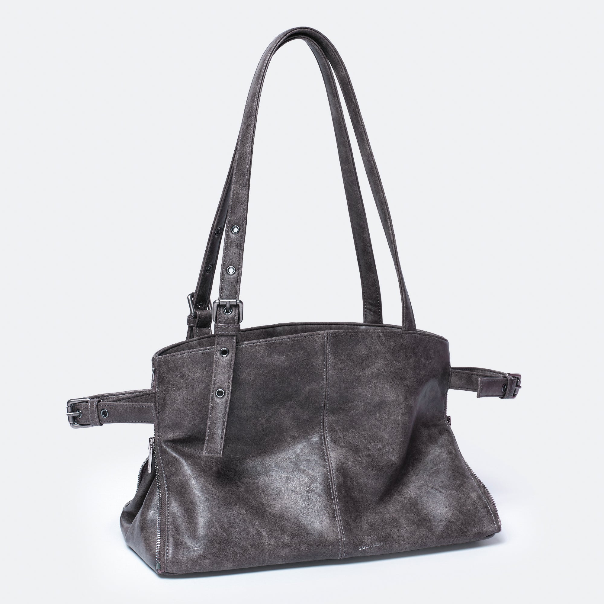 Zipper Shopper Bag M Baked Gray