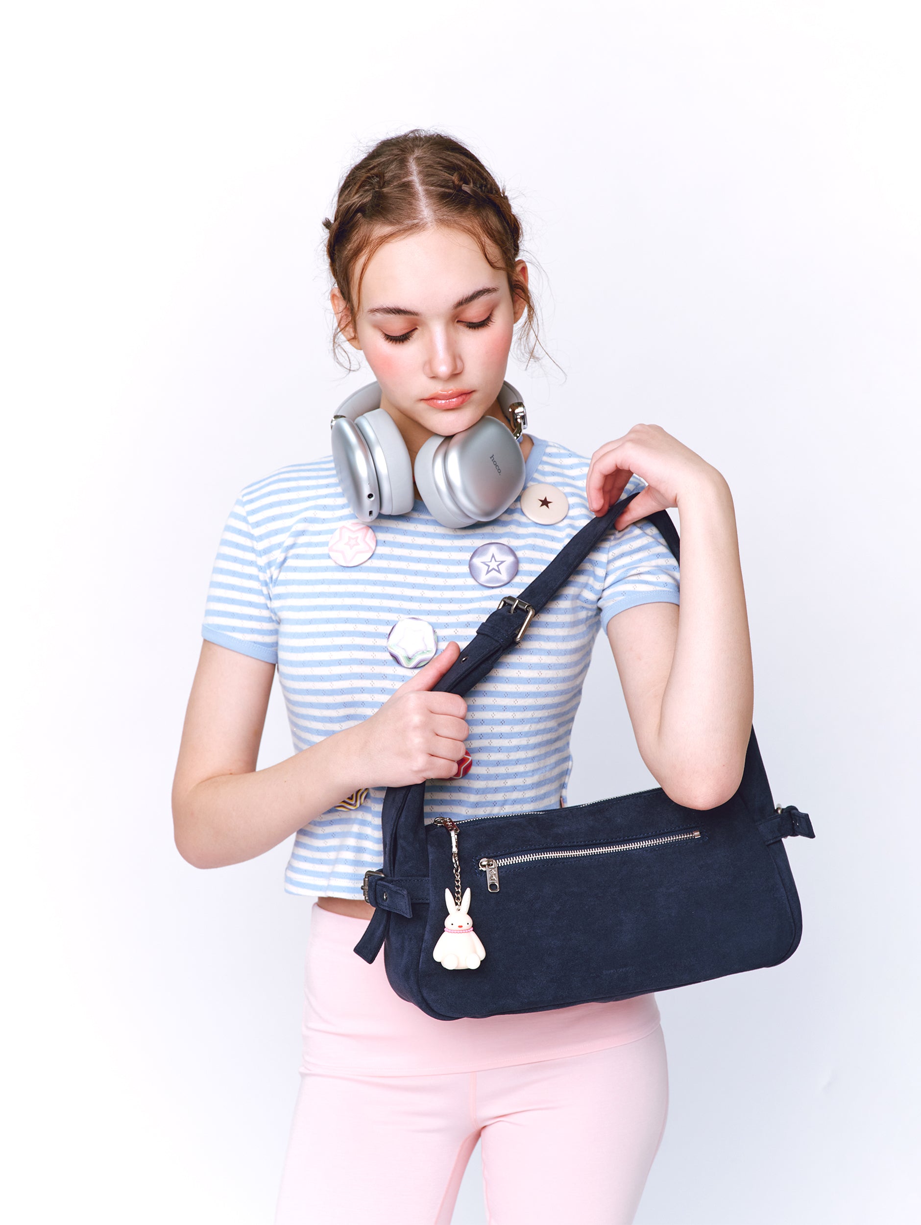 Atta Bag M Suede Navy