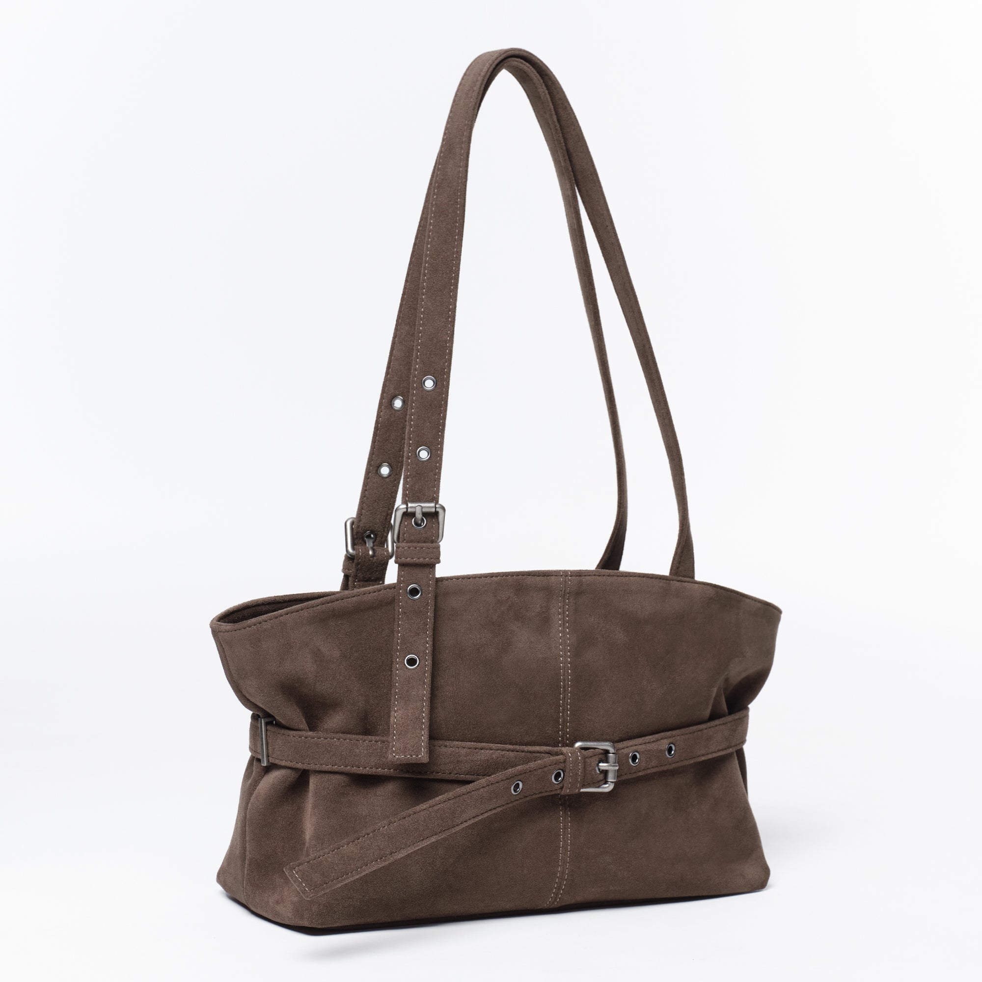 PREORDER Le Belt Bag M Suede Khaki Gray