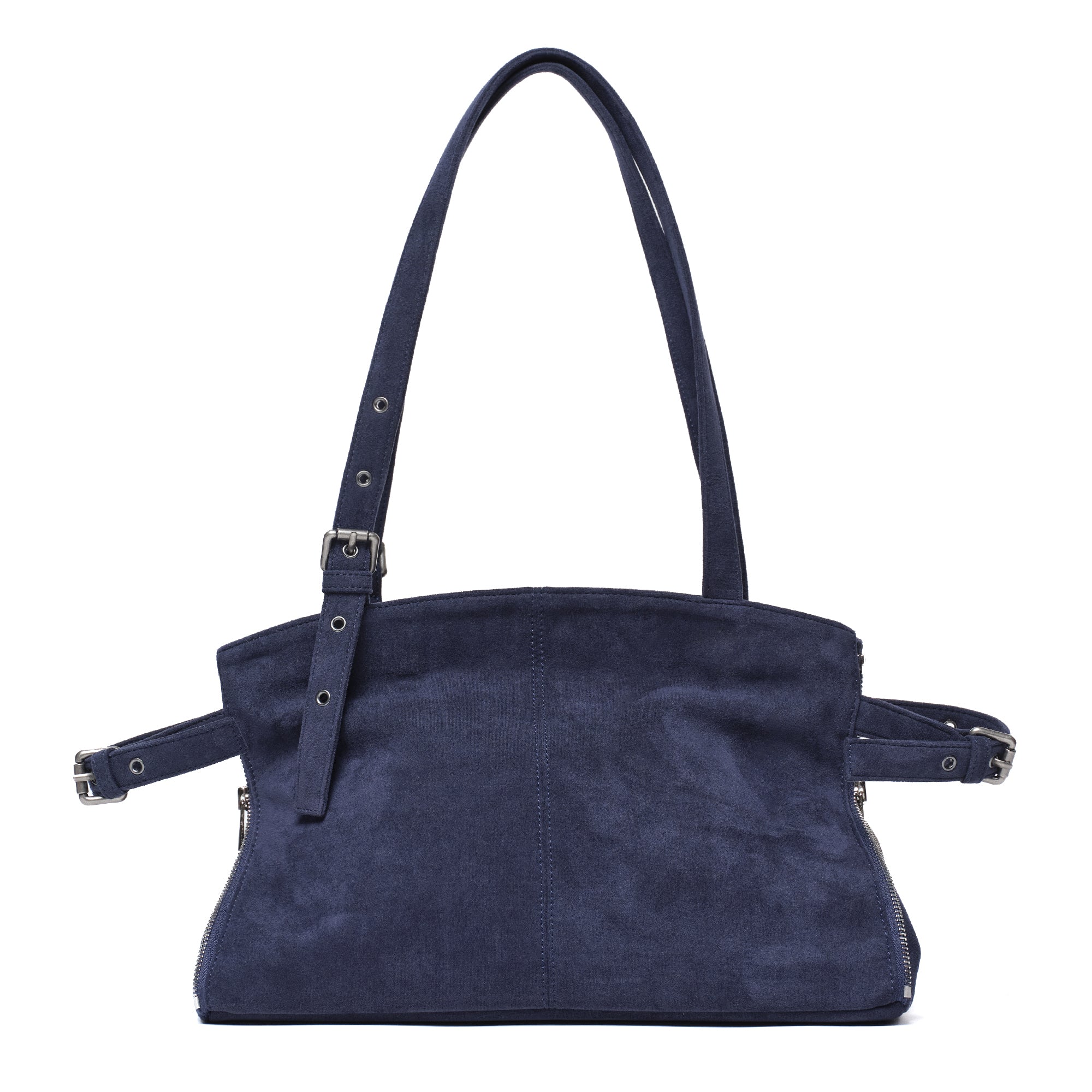 Zipper Shopper Bag M Suede Navy