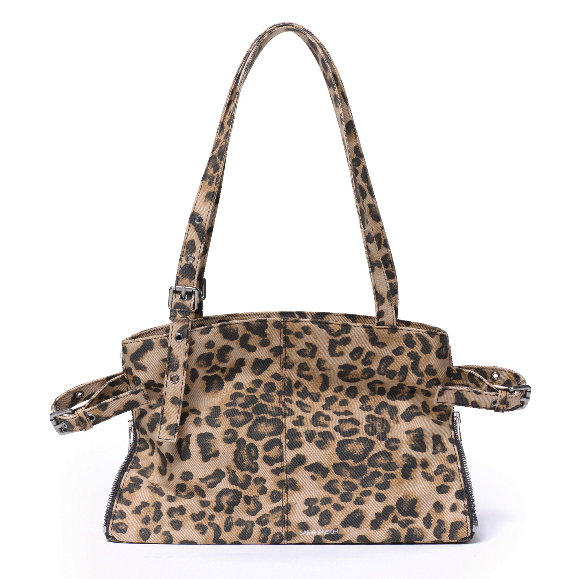PREORDER Zipper Shopper Bag M Denim Leopard