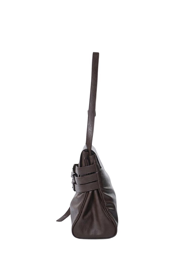 Belt Flap Bag M Brushed Chocolate