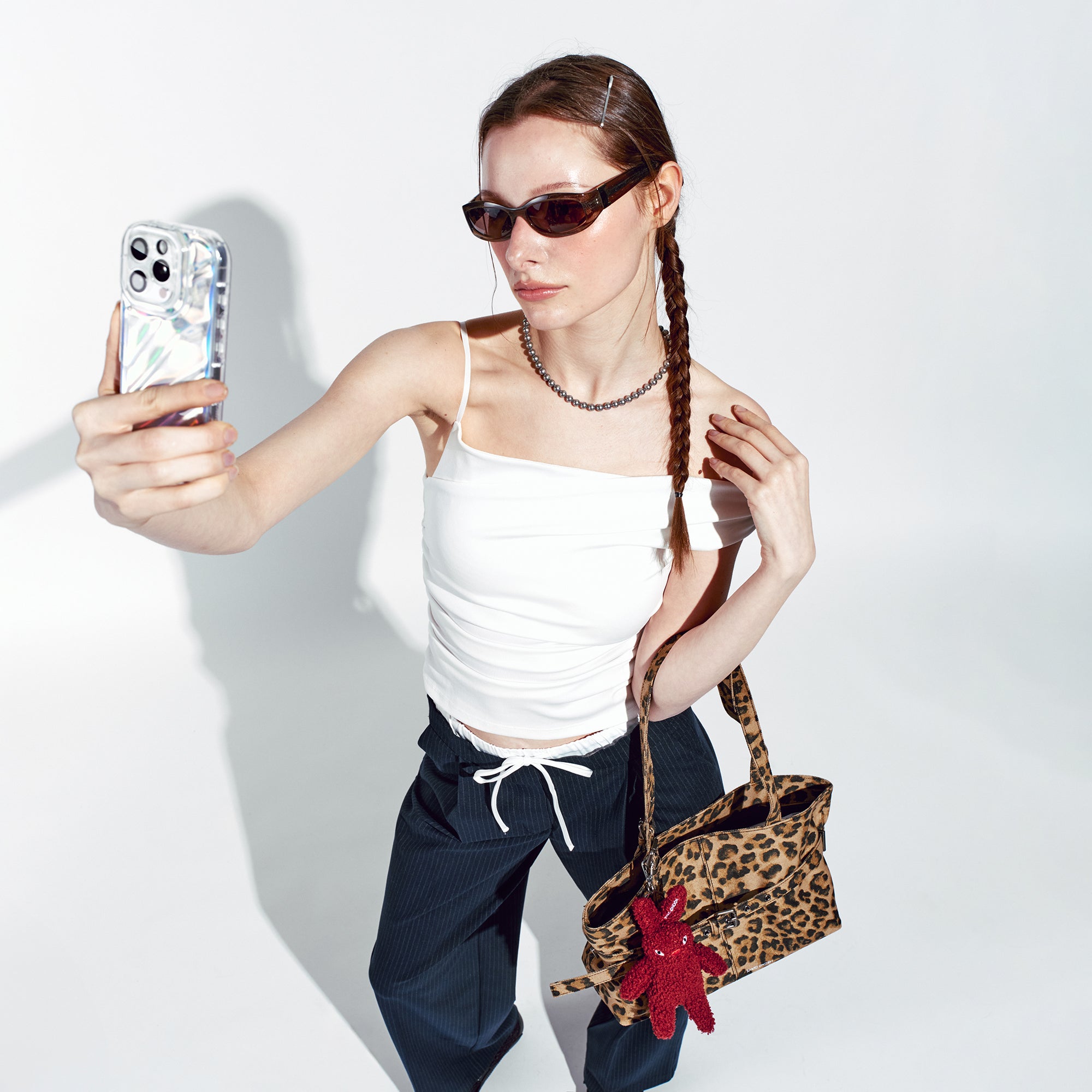 PREORDER Le Belt Bag M Denim Leopard