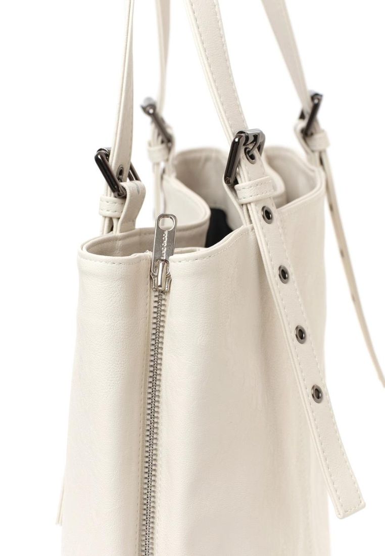 Zipper Shopper Bag L Nappa Ivory
