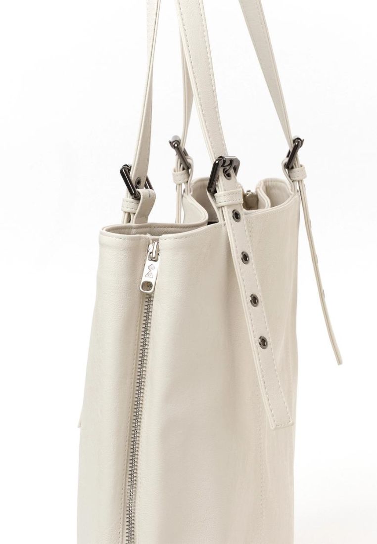 Zipper Shopper Bag L Nappa Ivory