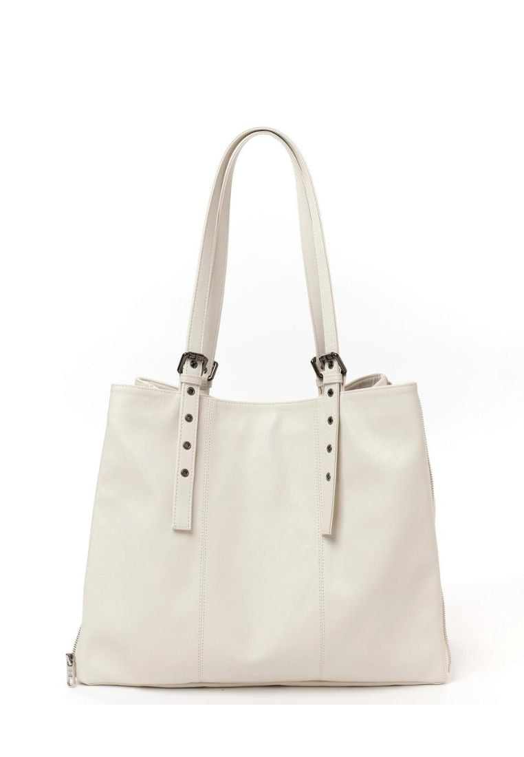 Zipper Shopper Bag L Nappa Ivory