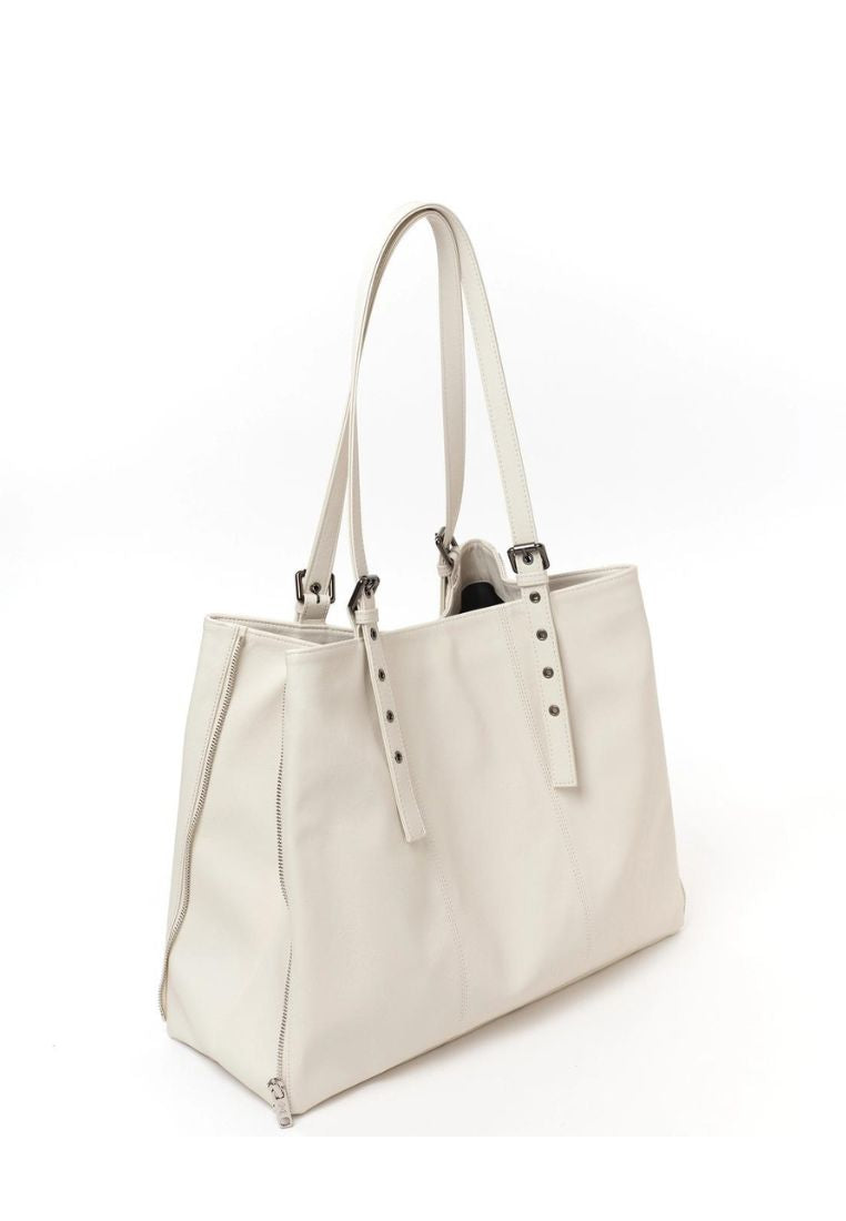 Zipper Shopper Bag L Nappa Ivory