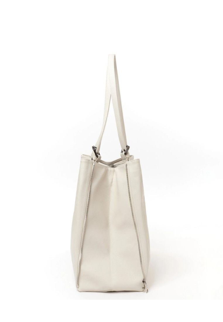 Zipper Shopper Bag L Nappa Ivory