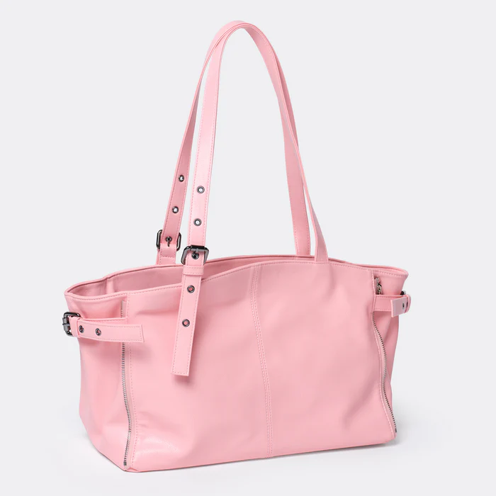 Zipper Shopper Bag M Goat Pink