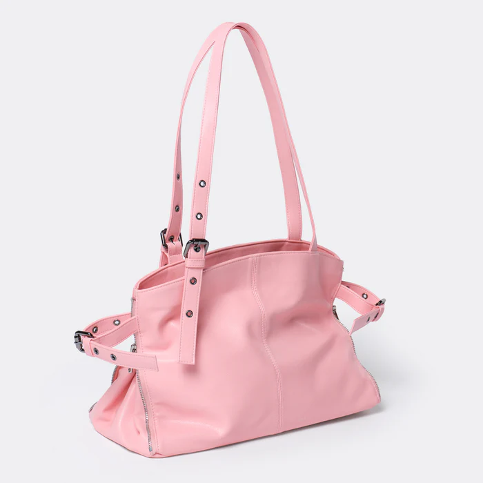 Zipper Shopper Bag M Goat Pink