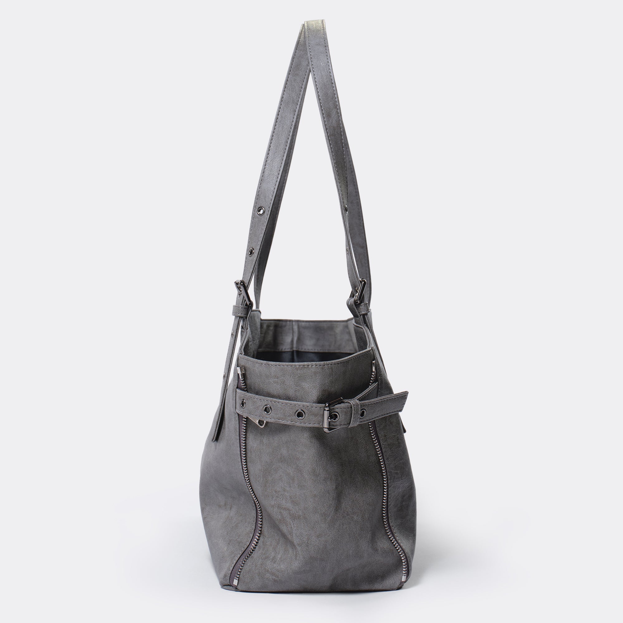 PREORDER Zipper Shopper Bag M Brushed Gray