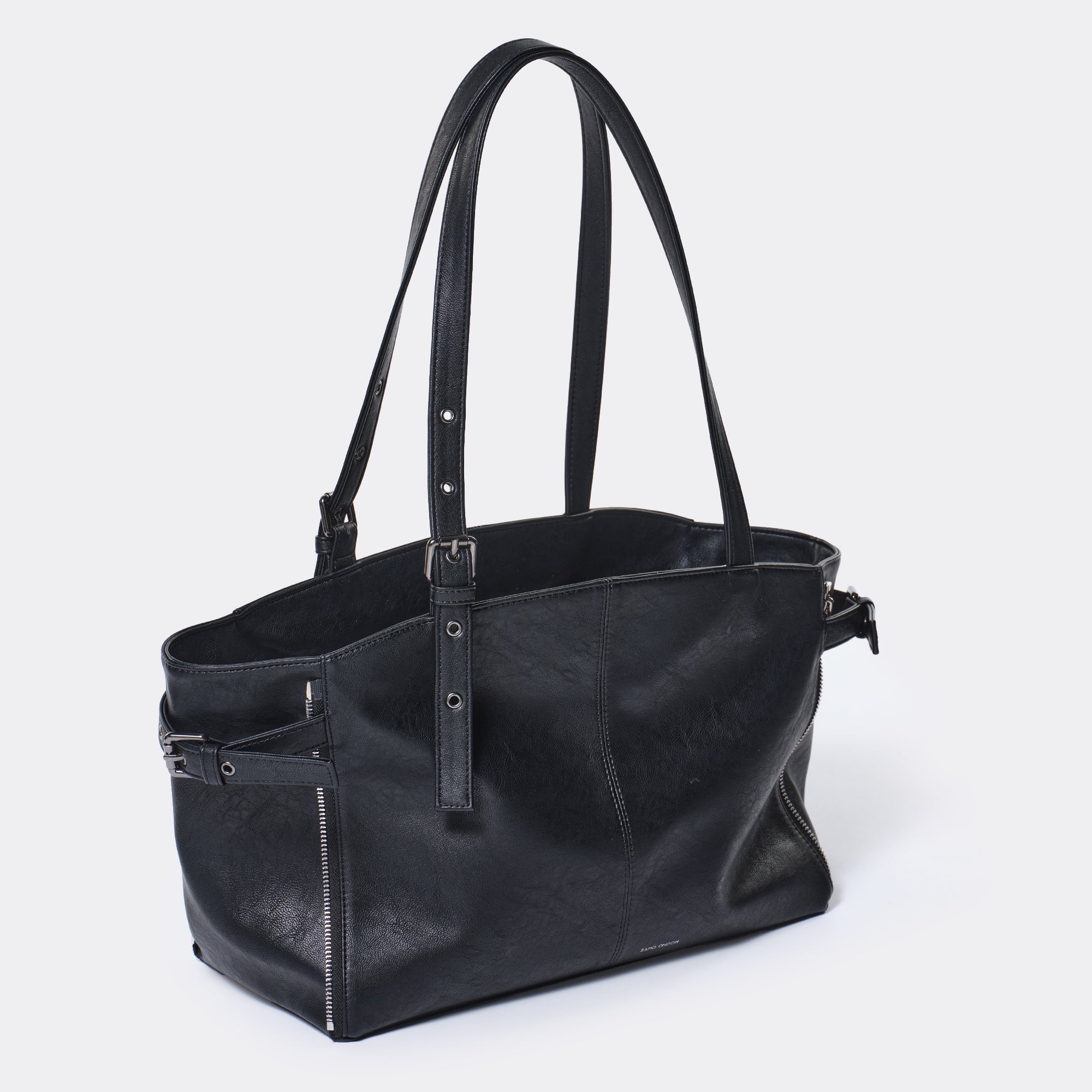 PREORDER Zipper Shopper Bag M Nappa Matte Black