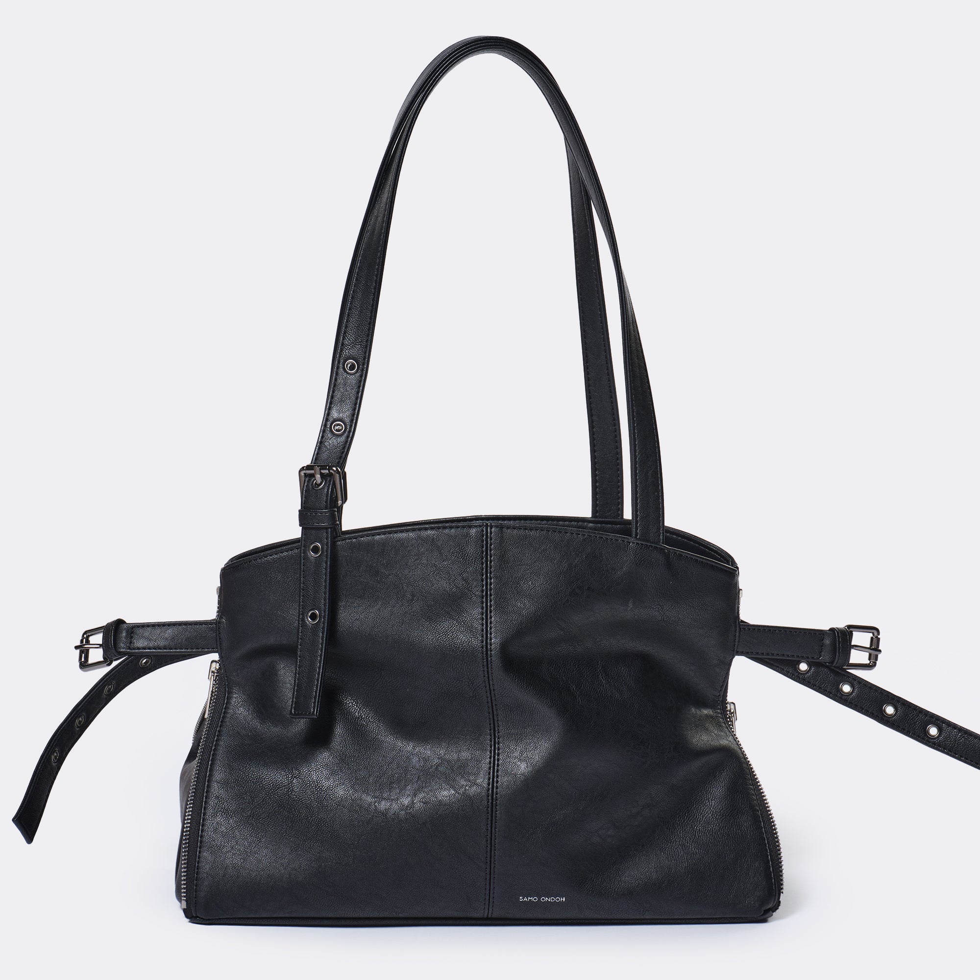PREORDER Zipper Shopper Bag M Nappa Matte Black