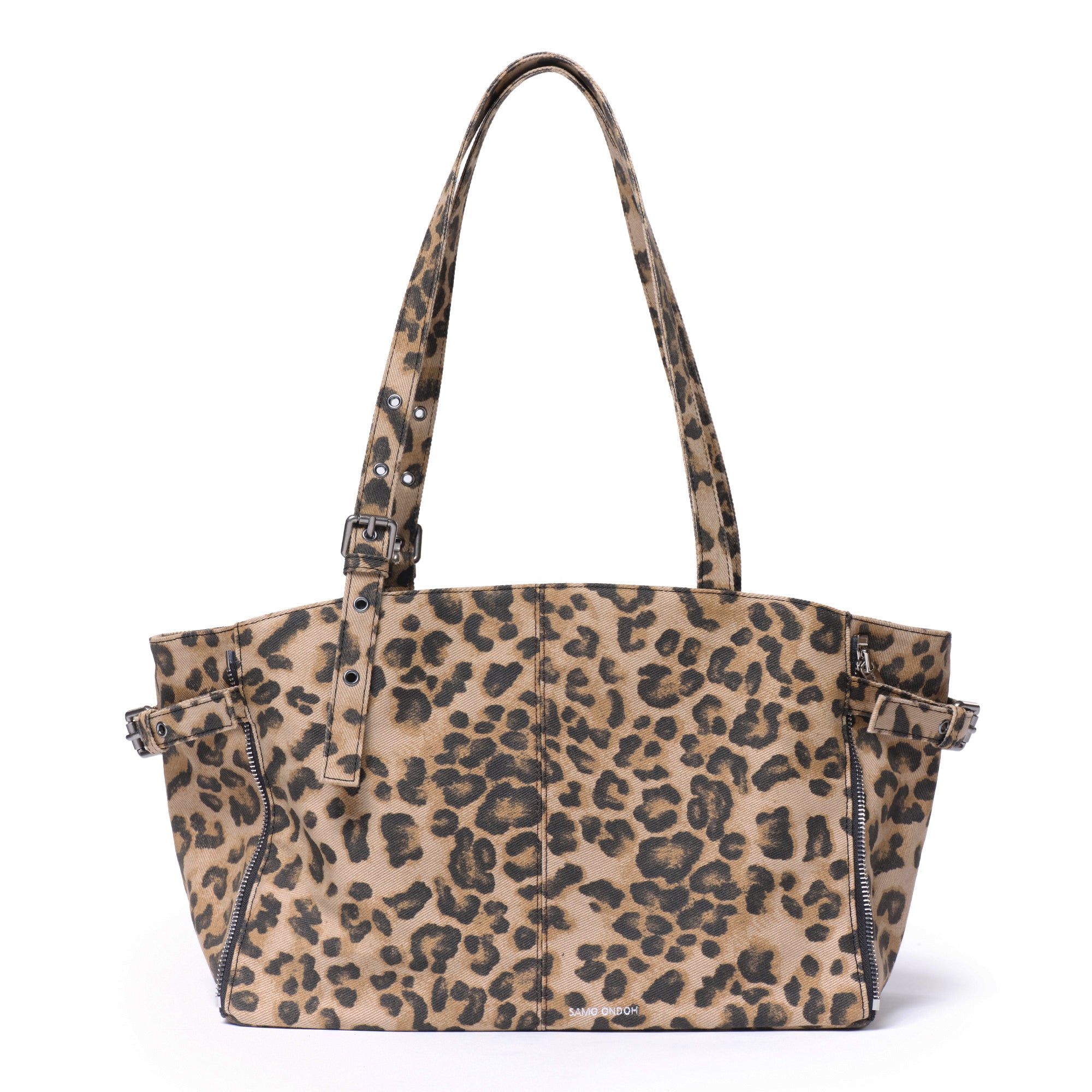 PREORDER Zipper Shopper Bag M Denim Leopard